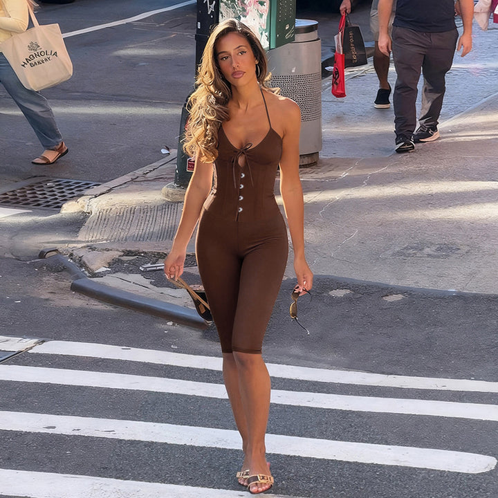 Damen körperbetonter Jumpsuit mit elegantem Schnitt Drune
