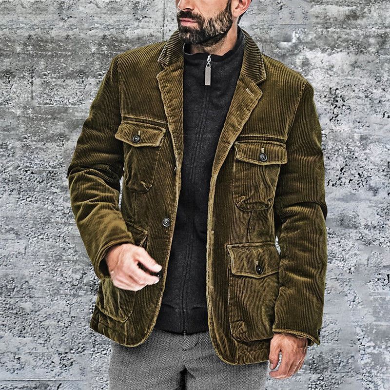Herren leichte Cordjacke mit praktischen Taschen und modernem Design Drune