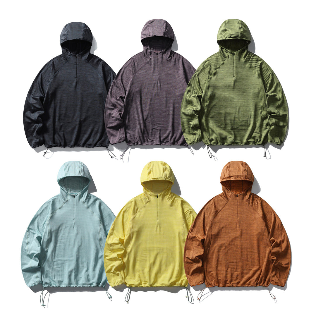 Herren Leichter Half‑Zip Kapuzenpullover aus technischem Funktionsmaterial Drune