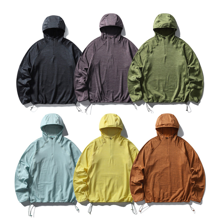 Herren Leichter Half‑Zip Kapuzenpullover aus technischem Funktionsmaterial Drune