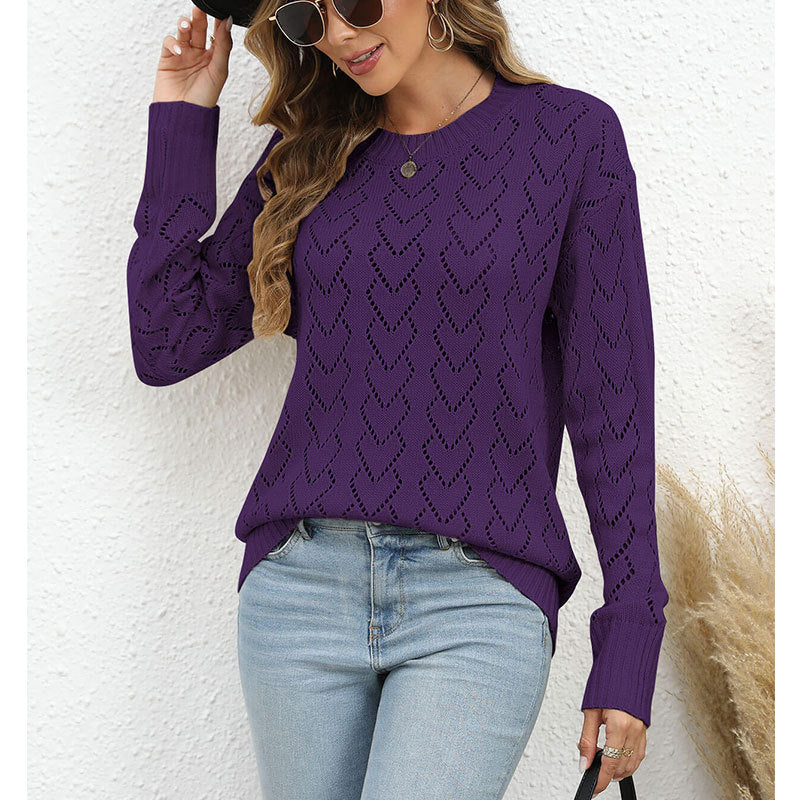 Damen Strickpullover mit zartem Herzmuster Drune