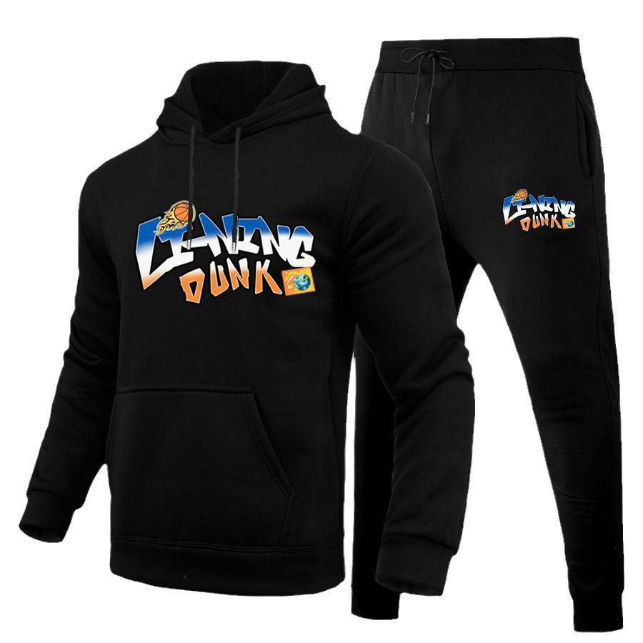 Damen Sportliches Hoodie- und Jogginghose-Set mit kreativem Basketball-Design Drune