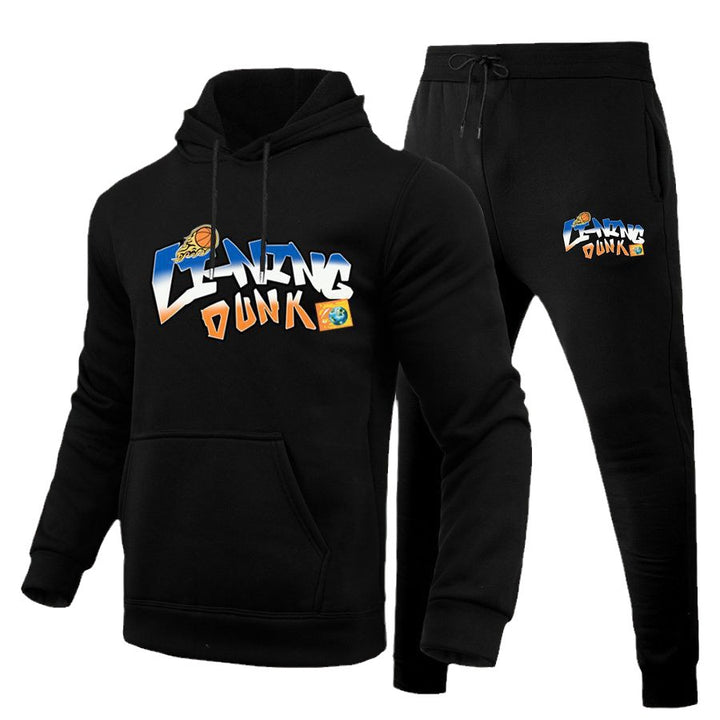 Damen Sportliches Hoodie- und Jogginghose-Set mit kreativem Basketball-Design Drune