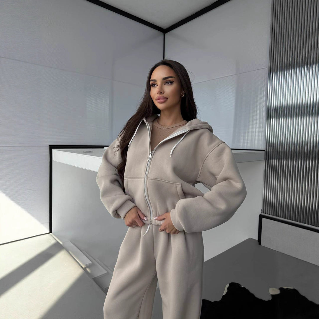 Damen lässiger Kapuzenpullover und Jogginghose Set mit elastischem Bund und praktischen Taschen Drune