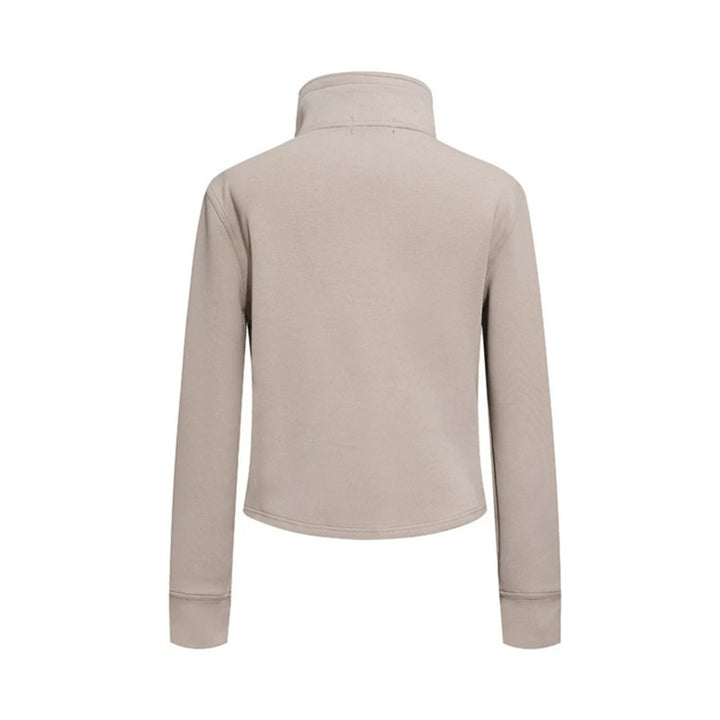 Damen Kurze Wolloptik-Militärjacke mit Stehkragen und asymmetrischer Knopfleiste Drune