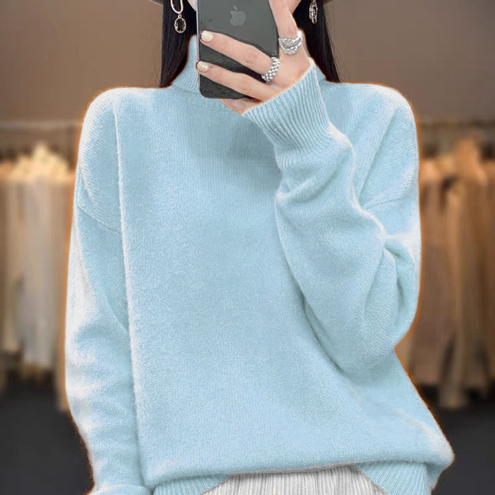 Damen Oversize Feinstrickpullover mit hohem Rollkragen und Seitenschlitzen Drune
