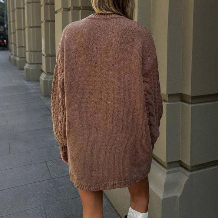 Damen Strickkleid mit Kabelmuster und lockerer Passform Drune