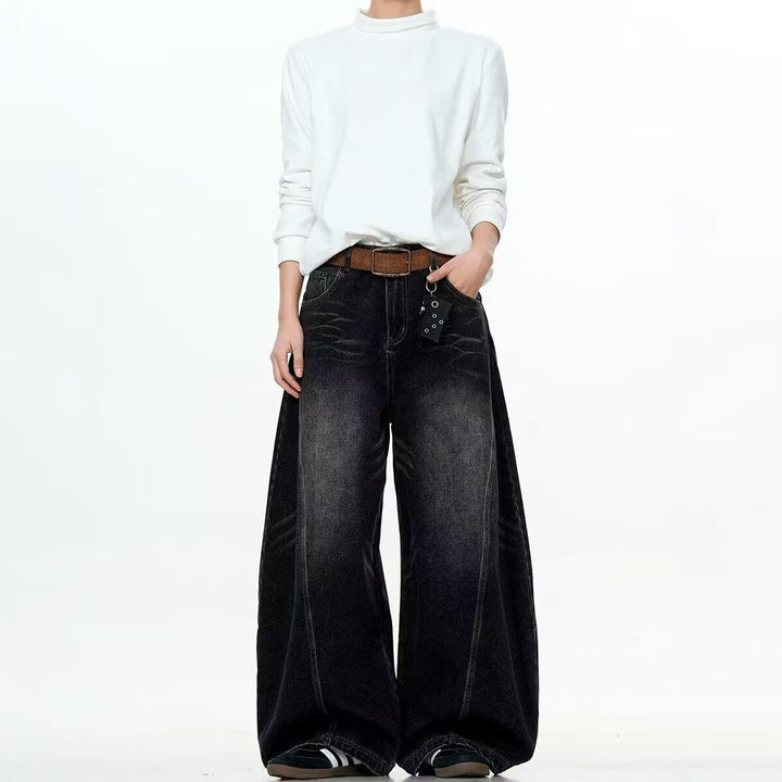 Damen Weitgeschnittene Denim-Hose Drune