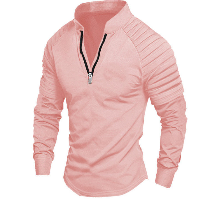 Herren Slim-Fit Troyer mit gesteppter Schulterpasse und halbem Reißverschluss Drune