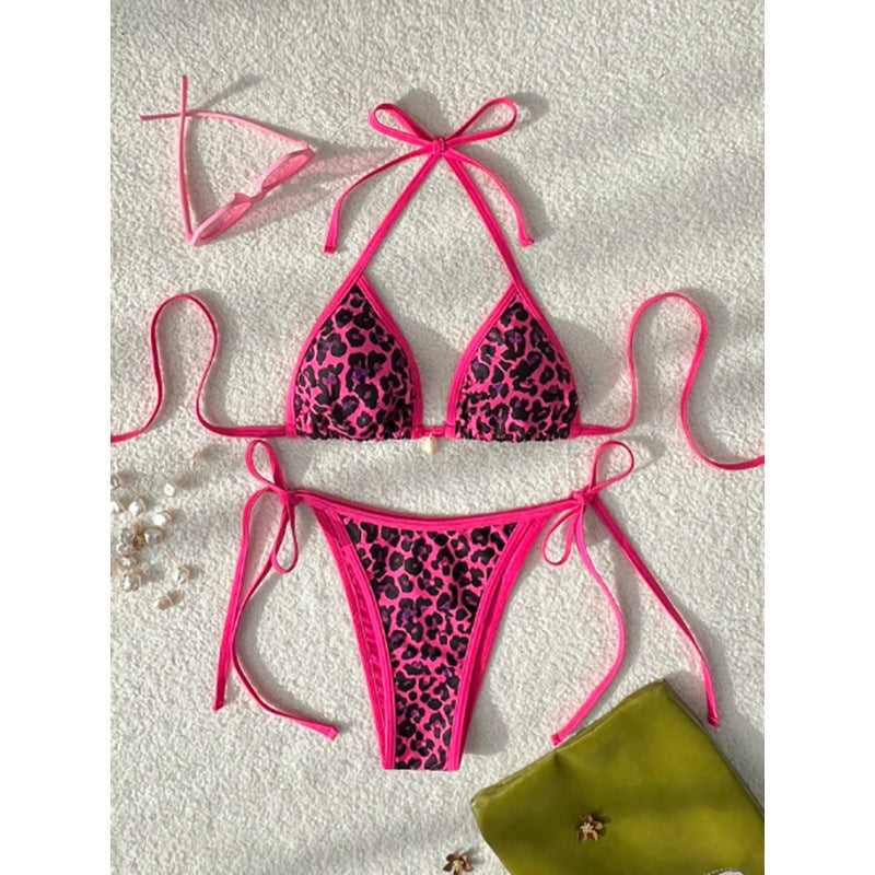 Damen Triangel-Bikini mit trendigem Animal-Print und verstellbaren Trägern Drune