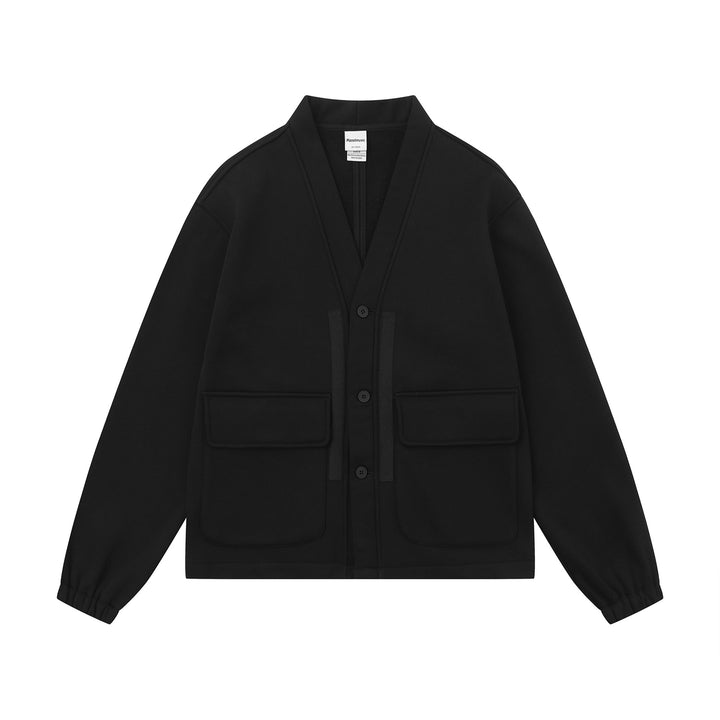 Unisex Oversize Sweatjacke mit Schalkragen und aufgesetzten Taschen Drune