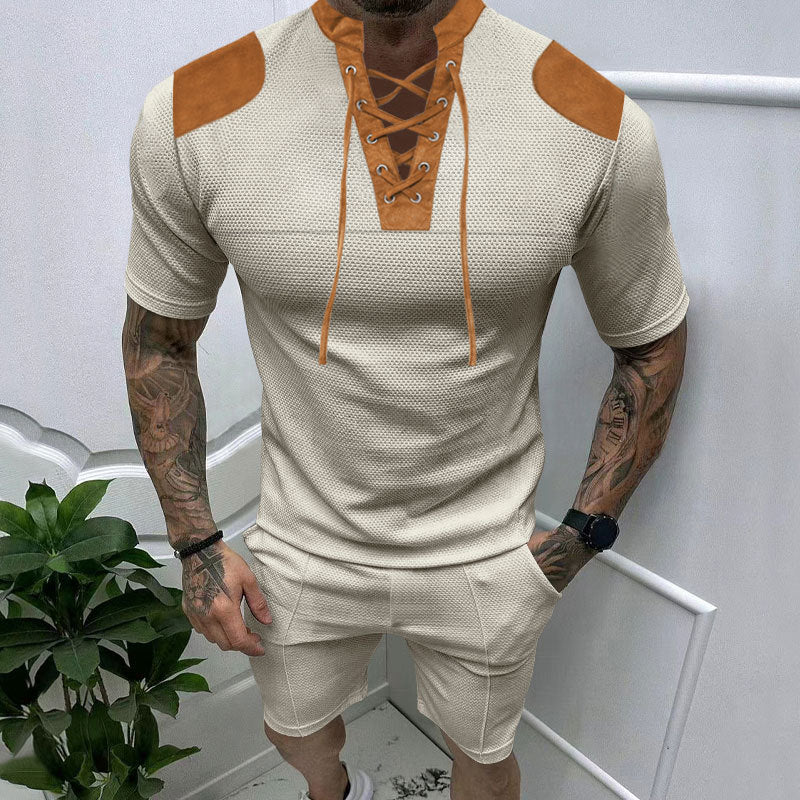 Herren trendiges Sport-T-Shirt mit einzigartigem Schnürdesign und atmungsaktivem Gewebe Drune