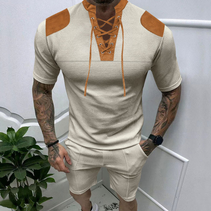 Herren trendiges Sport-T-Shirt mit einzigartigem Schnürdesign und atmungsaktivem Gewebe Drune