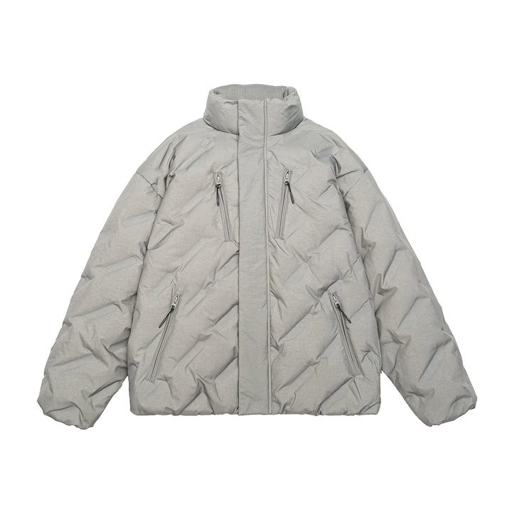 Unisex Wattierte Oversize Steppjacke mit hohem Stehkragen Drune