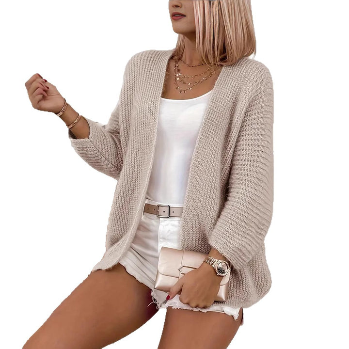 Damen leichte Strickjacke mit oversized Silhouette und tiefem V-Ausschnitt Drune