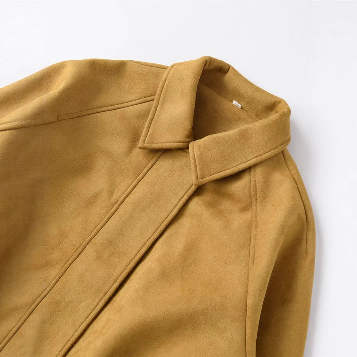 Damen nan cropped Wildlederoptik Bomberjacke mit verdecktem Reißverschluss und tailliertem Gummizugsaum Drune