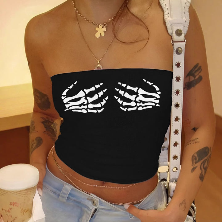 Damen Bandeau-Top mit elegantem Spitzenbandmotiv Drune