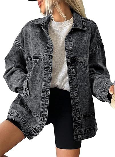 Damen Oversize-Jeansjacke mit kastigem Schnitt und markanten Naht-Details Drune