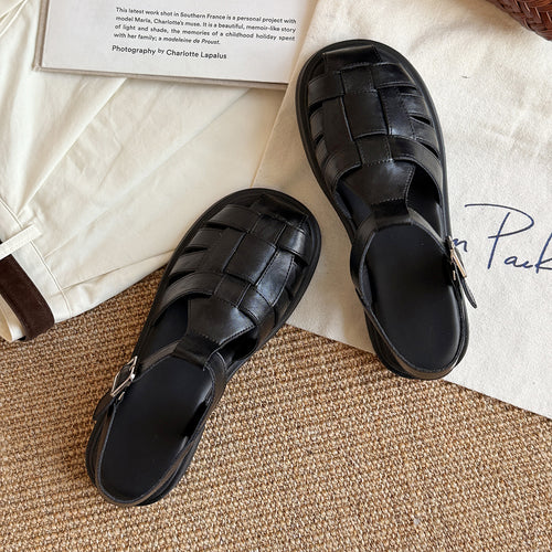 Damen Woven Leather Slingback Sandalen Drune