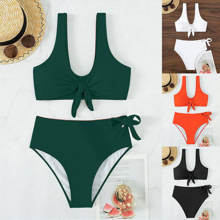 Damen Bikini-Set mit hohem Bund und stylishen Knoten-Details Drune