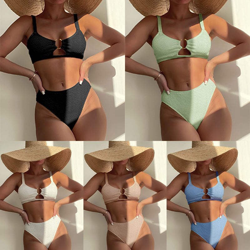 Damen Hoch tailliertes Bikini-Set mit kleinem Cut-Out Drune