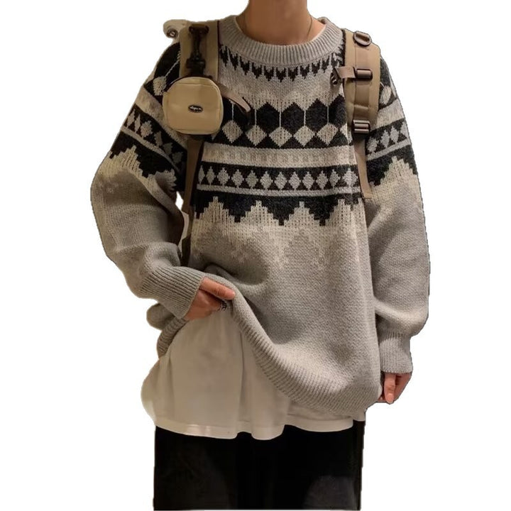 Herren Grobstrickpullover mit geometrischem Muster Drune
