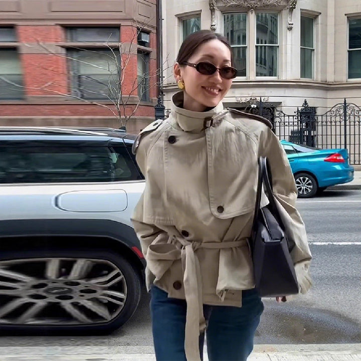 Damen modischer Oversize-Trenchcoat mit schmalem Gürtel Drune