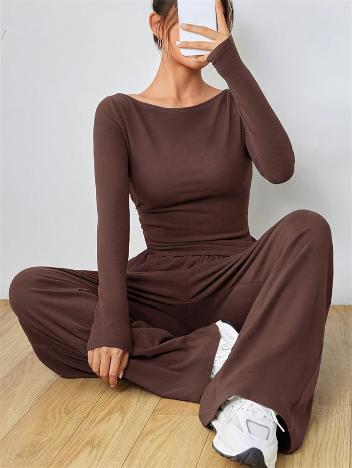 Damen Lässiges Oberteil und weite Hose Set Drune