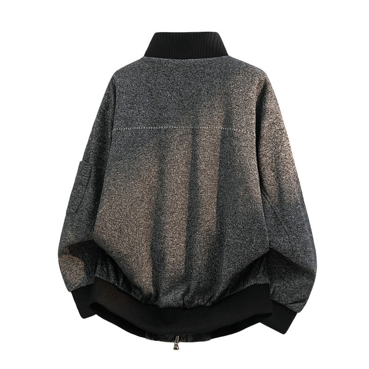 Herren Oversize Melange-Field-Bomberjacke aus Wollmix mit hohem Rippenkragen & Utility-Ärmeltasche Drune