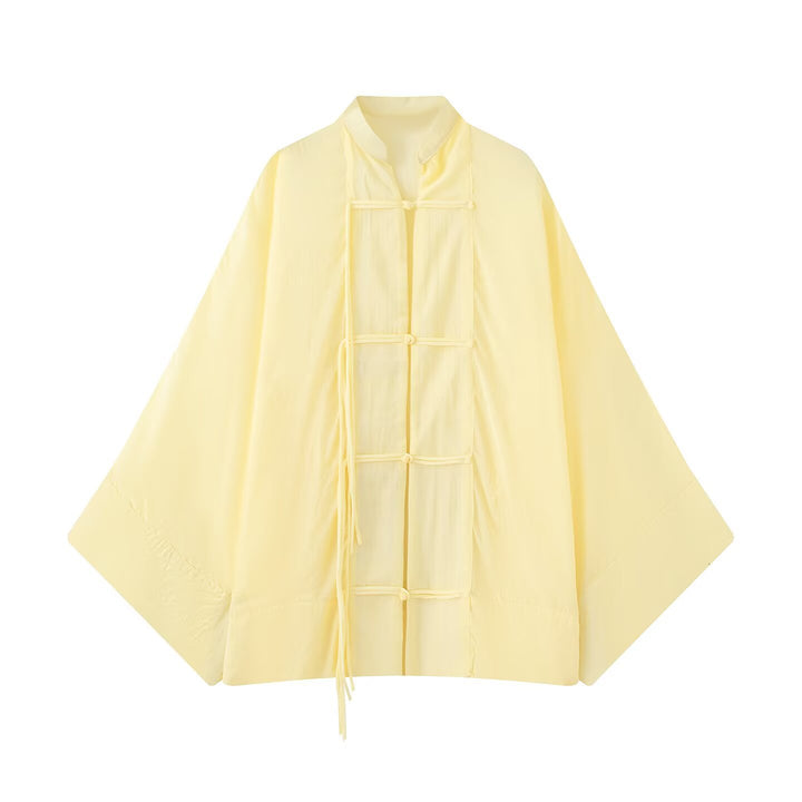 Damen Oversized Kimono-Cape mit traditionellen Knebelverschlüssen Drune