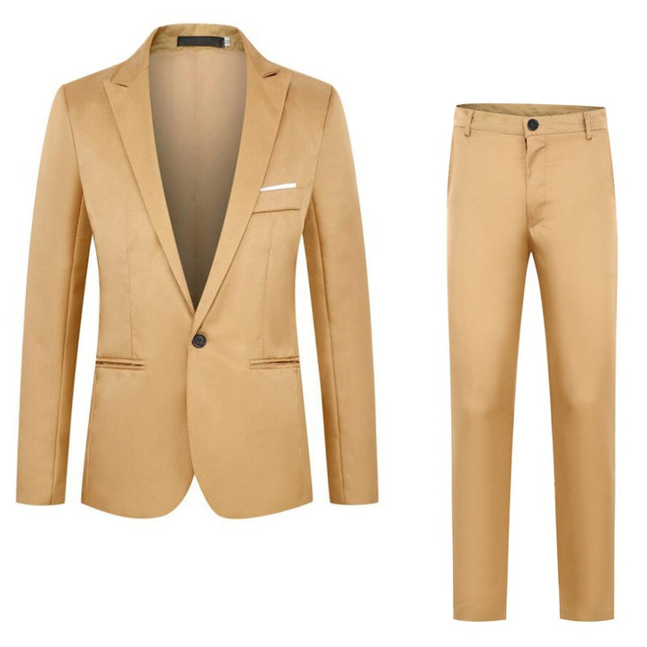 Herren nan tailliertes Anzugset aus feinem Satin mit schlanker Silhouette und Ein-Knopf-Sakko Drune