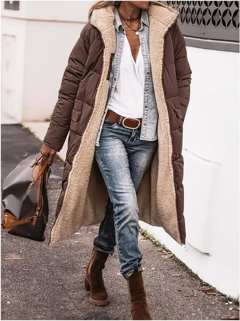 Damen lange Steppjacke Drune