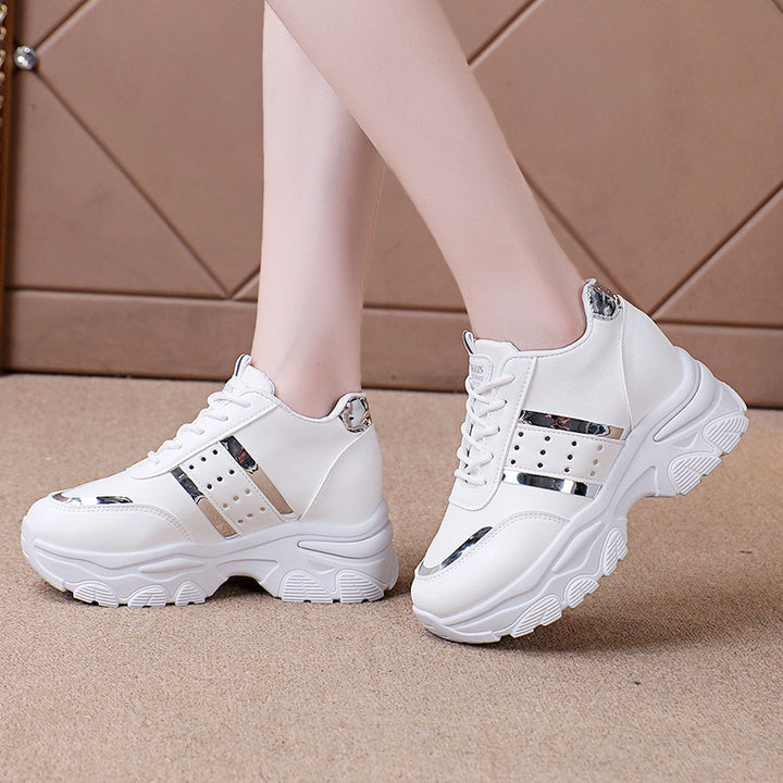 Damen Modische Plateau-Sneaker mit Chunky-Sohle und Metallic-Applikationen Drune