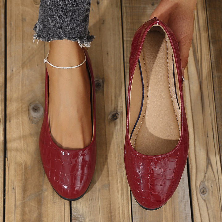 Damen  elegante Ballerina mit leichter Keilsohle und Krokoprägung Drune