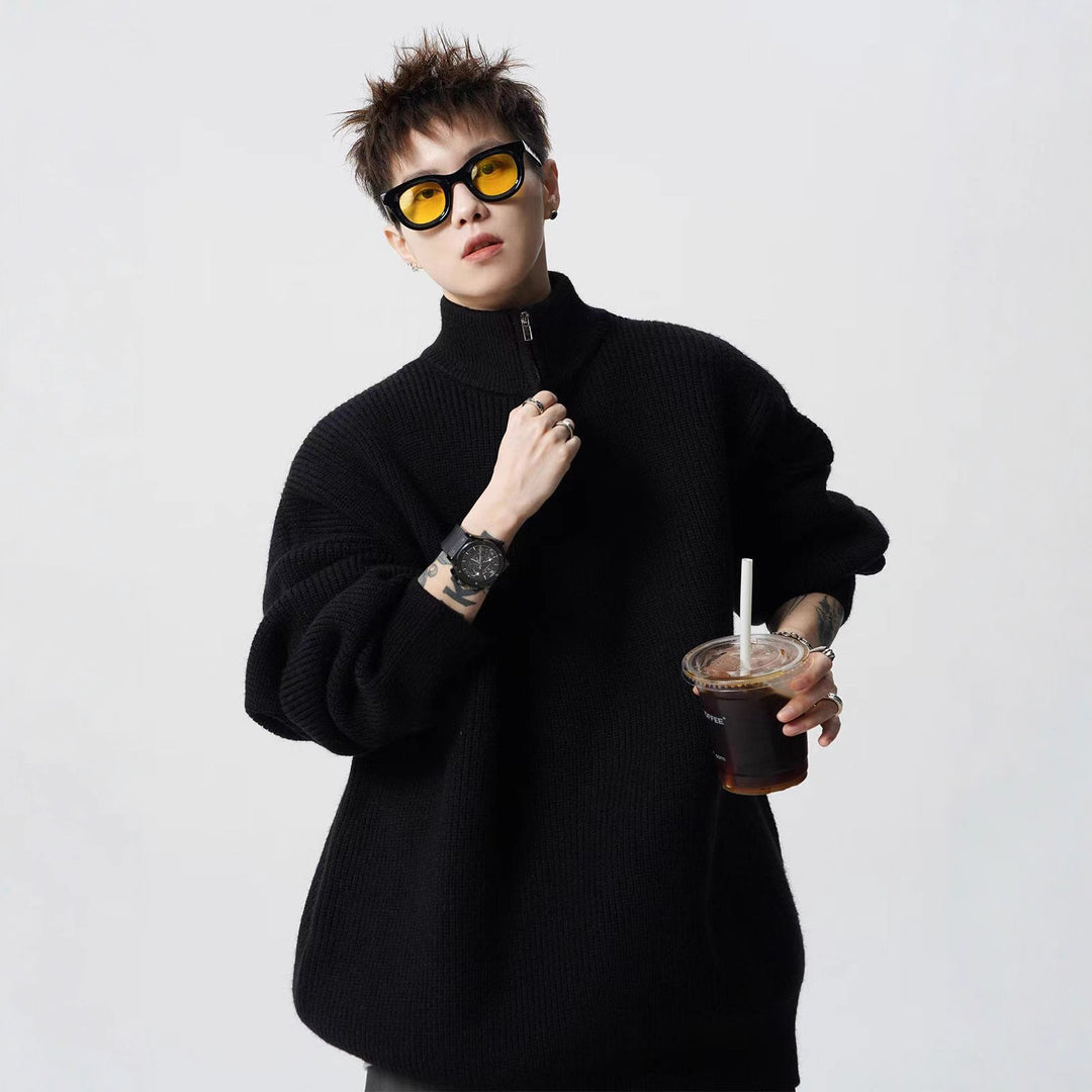 Damen Urbaner Oversized Pullover mit Stehkragen Drune