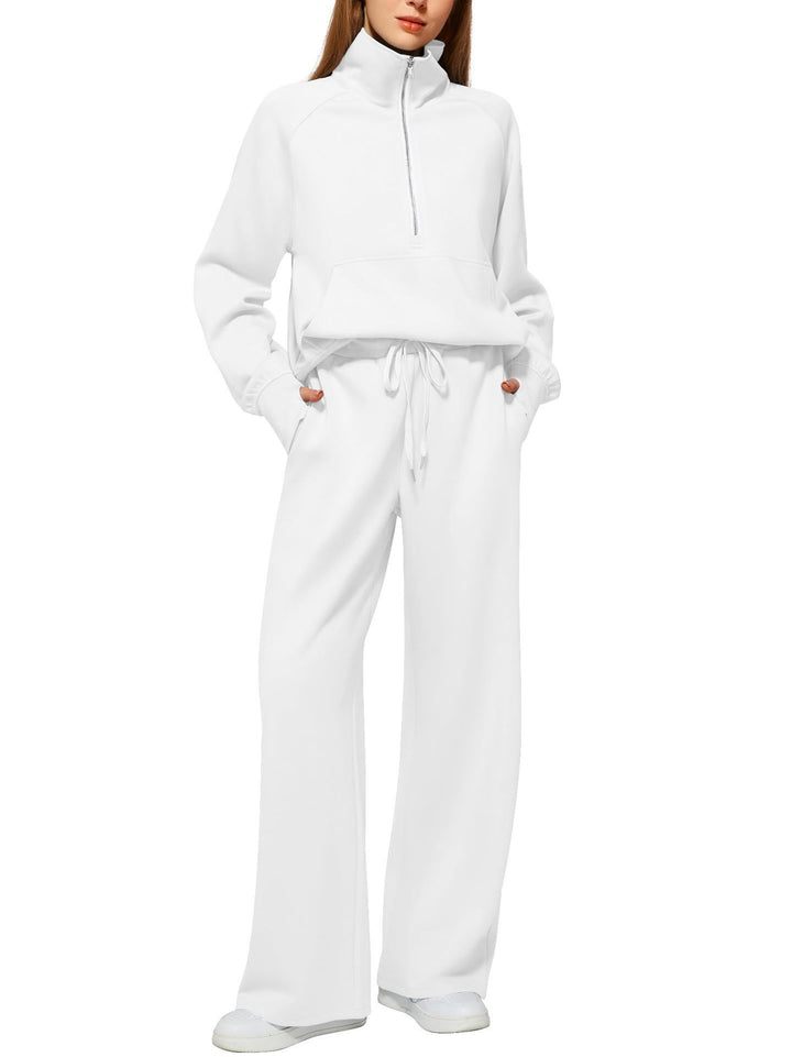Damen sportliches Sweatset mit hohem Kragen und weitem Bein Drune