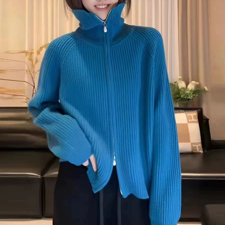 Damen Strickjacke mit angestricktem Reißverschluss und oversized Schnitt Drune