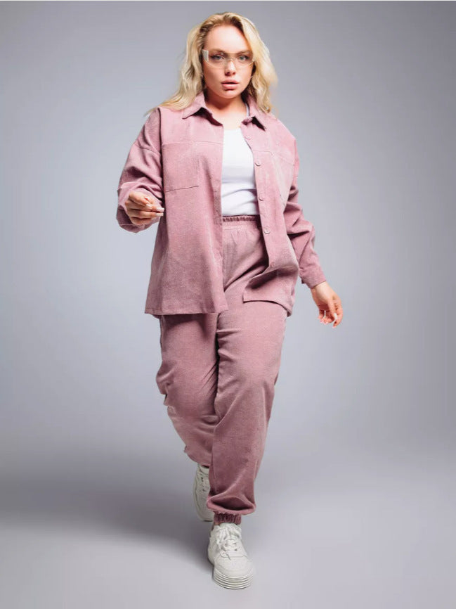Damen nan Oversized-Cord-Set mit Hemdjacke und Gummizug-Jogpant Drune
