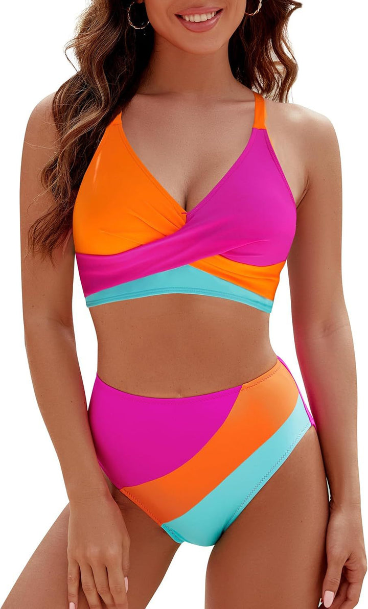 Damen Sportlicher Bikini-Set mit modernem Wickeldesign Drune