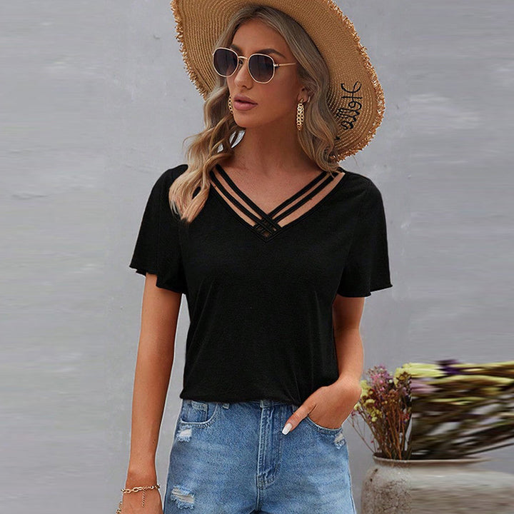 Damen T-Shirt mit modernem Schnitt und modischen Schnittdetails Drune