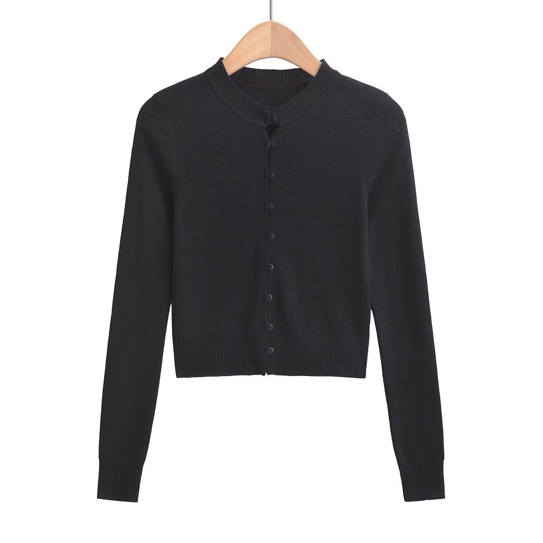 Damen Strickjacke mit modischem Rundhalsausschnitt und eleganter Knopfleiste Drune