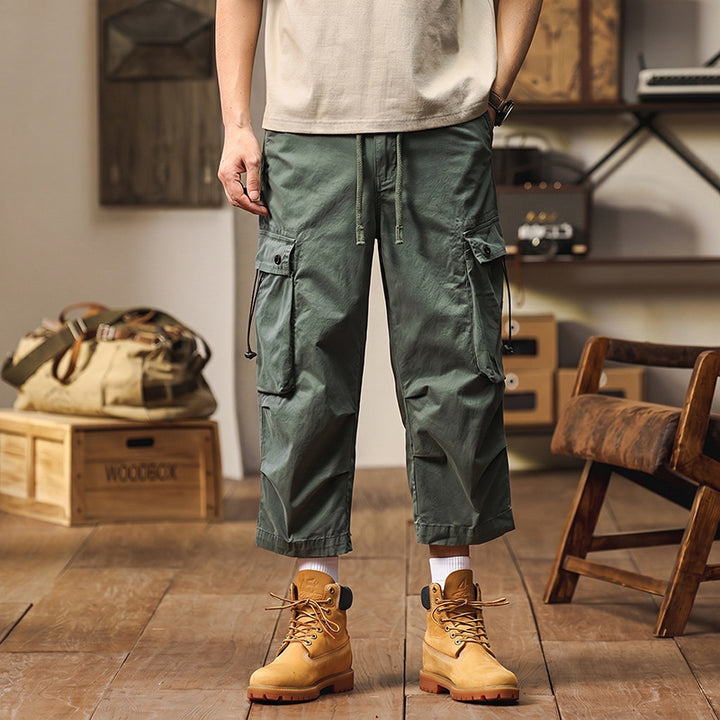 Herren 3/4-Trekking-Cargohose mit elastischem Bund, Tunnelzug und variabler Taschenorganisation Drune
