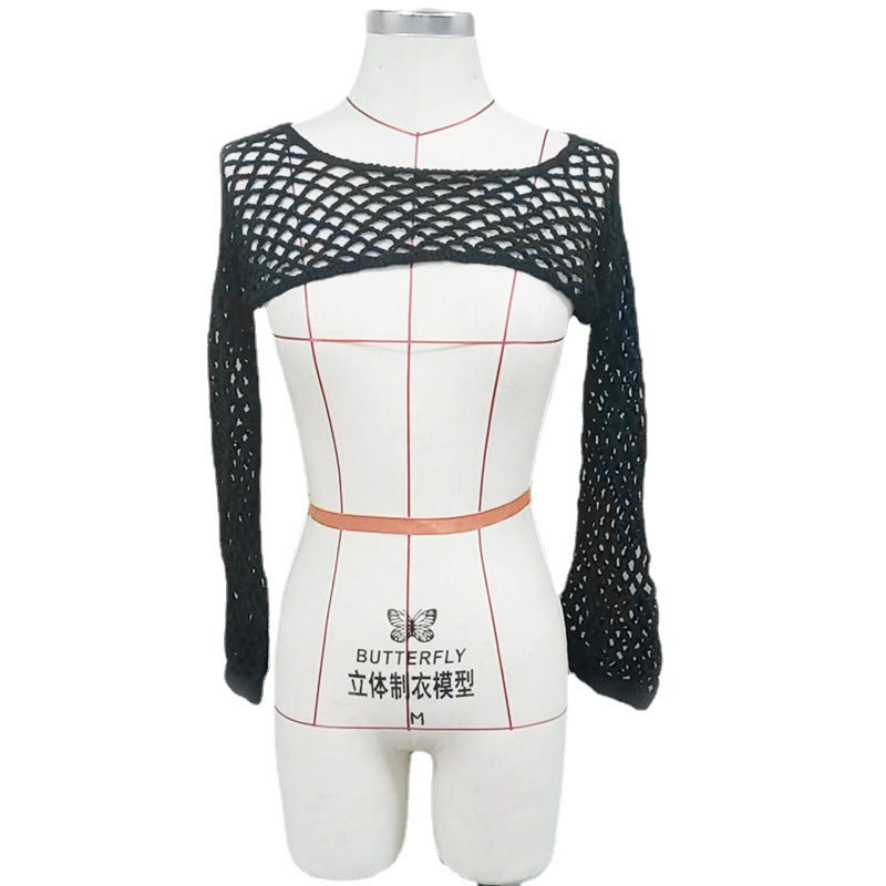 Damen trendiges Netz-Overtop mit weitem Arm Drune