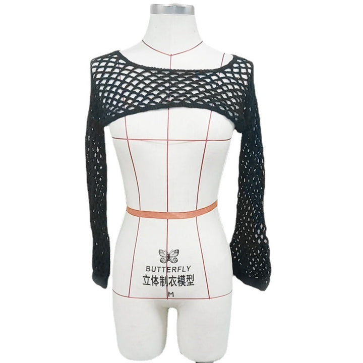 Damen trendiges Netz-Overtop mit weitem Arm Drune