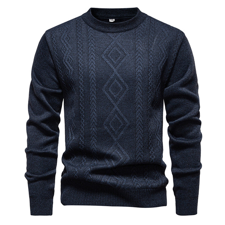 Herren nan gestrickter Rundhalspullover mit Rautenmuster und feinem Strukturstrick Drune