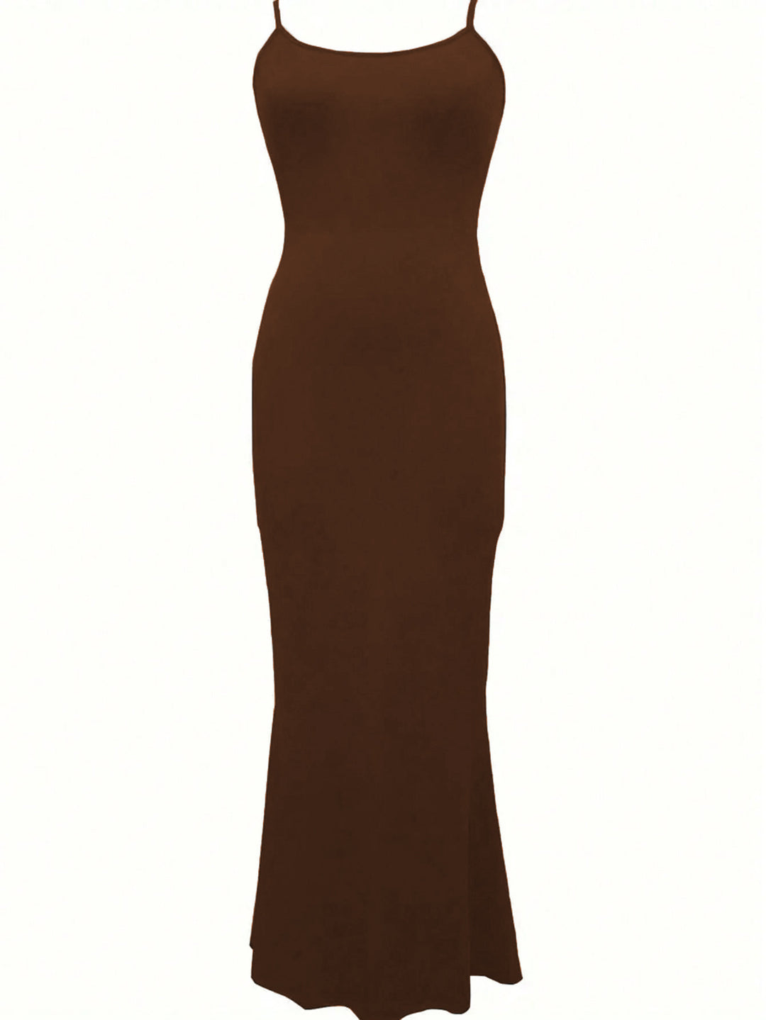 Damen elegantes Maxikleid mit schmalen Spaghettiträgern und fließendem Schnitt Drune