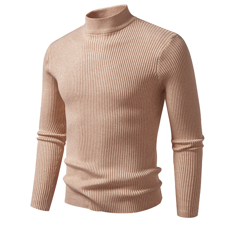 Herren Rippstrick-Mockneck-Pullover schmaler Schnitt thermischer Feinstrick Drune