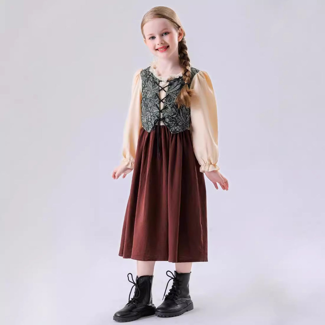 Unisex nan Kinderweste im Vintage Brokatstil mit floralem Jacquardmuster Drune