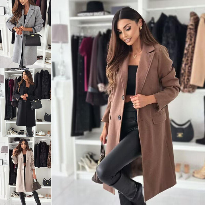 Damen Klassischer Oversized-Mantel mit elegantem Reverskragen und praktischen Taschen Drune