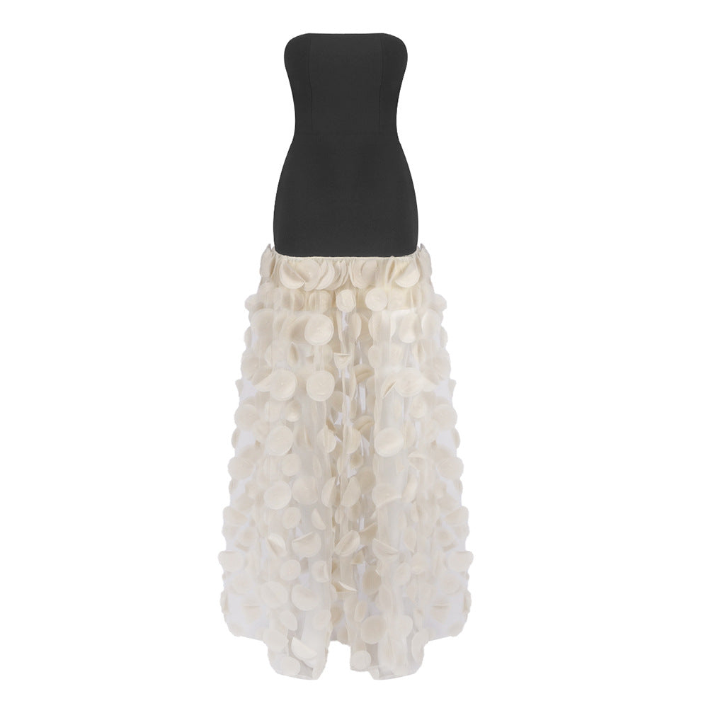 Damen Traumhaftes Tüll-Abendkleid ohne Ärmel und Volant-Design Drune